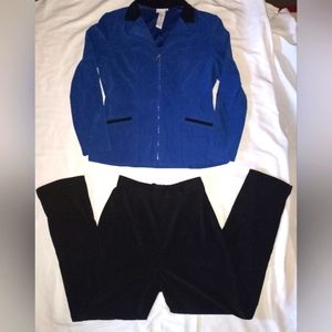 Women's Scarlett Suede Jacket Pant Suit Blue / Black Size 10